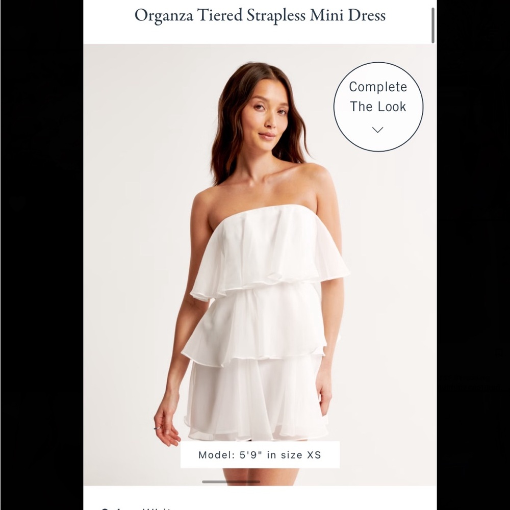Abercrombie & Fitch White Organza Tiered Strapless Mini Dress